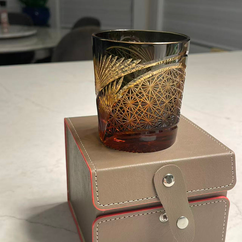 Retro Japanese Hand-carved Whiskey Glass (Crystal Brown)